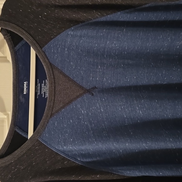 SONOMA BRAND MEN'S BIG AND TALL SOFT CREWNECK BLUE AND GRAY SHIRT SIZE 3XB - Picture 3 of 13